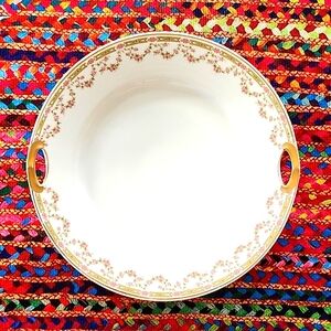 ANTIQUE Austrian Handled 10" Plate - Pink Rose Garlands